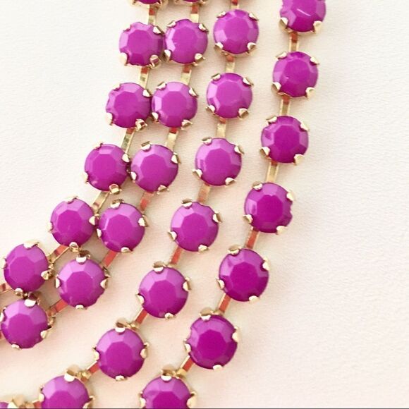 Massive Stunning Statement Medium Orchid Pink Cabochons Prong s Necklace 4510 - Picture 4 of 6